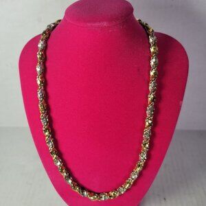 Gold & Silver-Tone Twisted Rope Chain Necklace Choker With Lobster Clasp